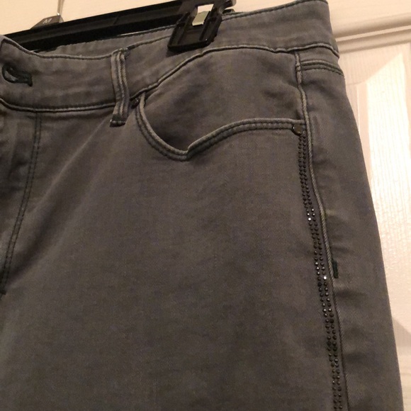 Dark green ankle jeans with black stones down the legs - Picture 2 of 3